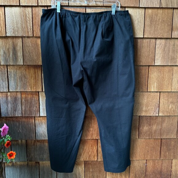EUC Eileen Fisher Black Cotton Elastic Waist Pants w/Side Zip in Women's X-Large - Picture 4 of 7